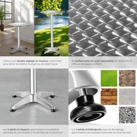 Table Bistro Haute de Bar Aluminium Réglage en Hauteur 70/110 cm Meuble Terrasse Salon Table Bistro Haute de Bar Aluminium Réglage en Hauteur 70/110 cm Meuble Terrasse Salon
