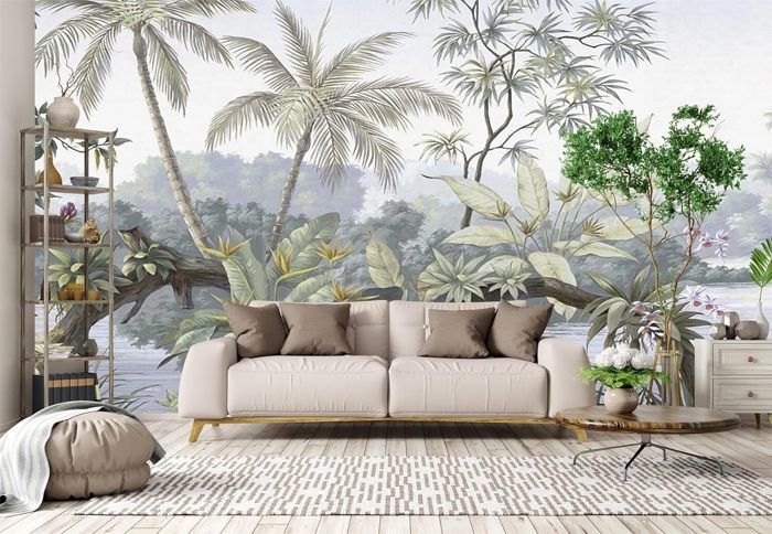 Papier Peint Mural 3D Forêt De Pins Pittoresque 400x280 cm Papier Peint