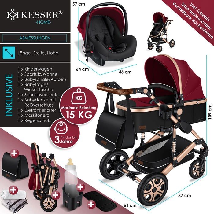 KESSER Module Siège Enfant Universel Pour Chariot Loops - Transformez Votre Chariot En Poussette Jusqu'à 20 Kg