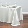 1 pièces mariage blanc Satin nappe Rectangle Table couverture Table superposition pour mar -Ivory-228x396CM-7.5x13Ft-0