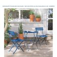 Ensemble table chaise de jardin - HUAIMEIPIN - Table ronde 60*60cm - Bleu foncé - Pliant-0