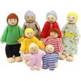 Ensemble de poupées familiales en Bois de 8 Figurines de Petites Personnes pour Accessoires de Meubles de Maison de poupées-0