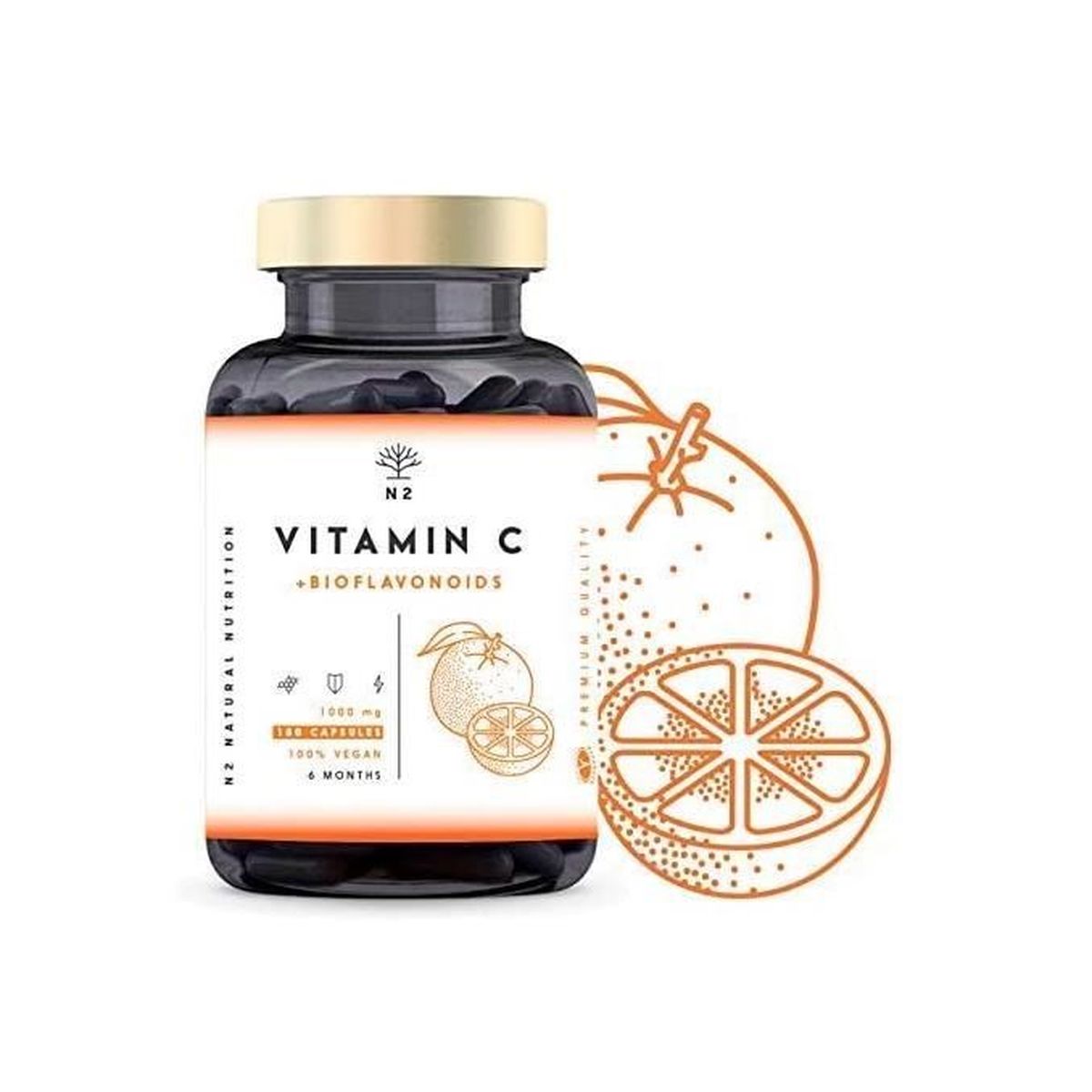 VITAMINE C 1000 mg DOSE ÉLEVÉE + Bioflavonoïdes Vegan Puissant