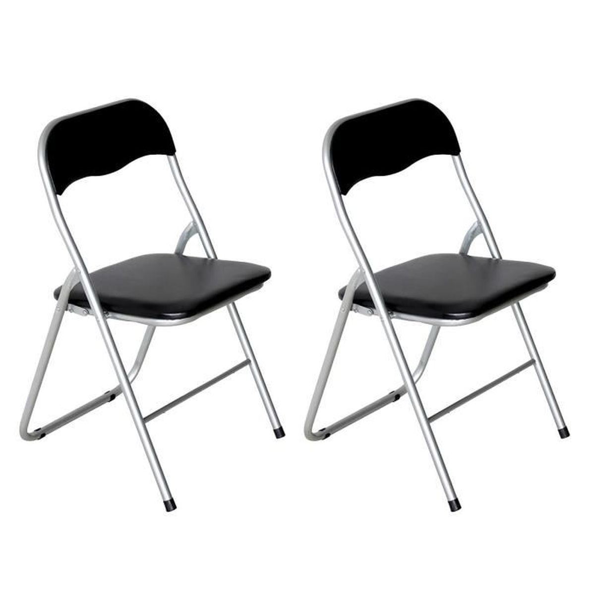 Lot de deux chaises de bar pliantes noires - Ht 120cm au meilleur prix