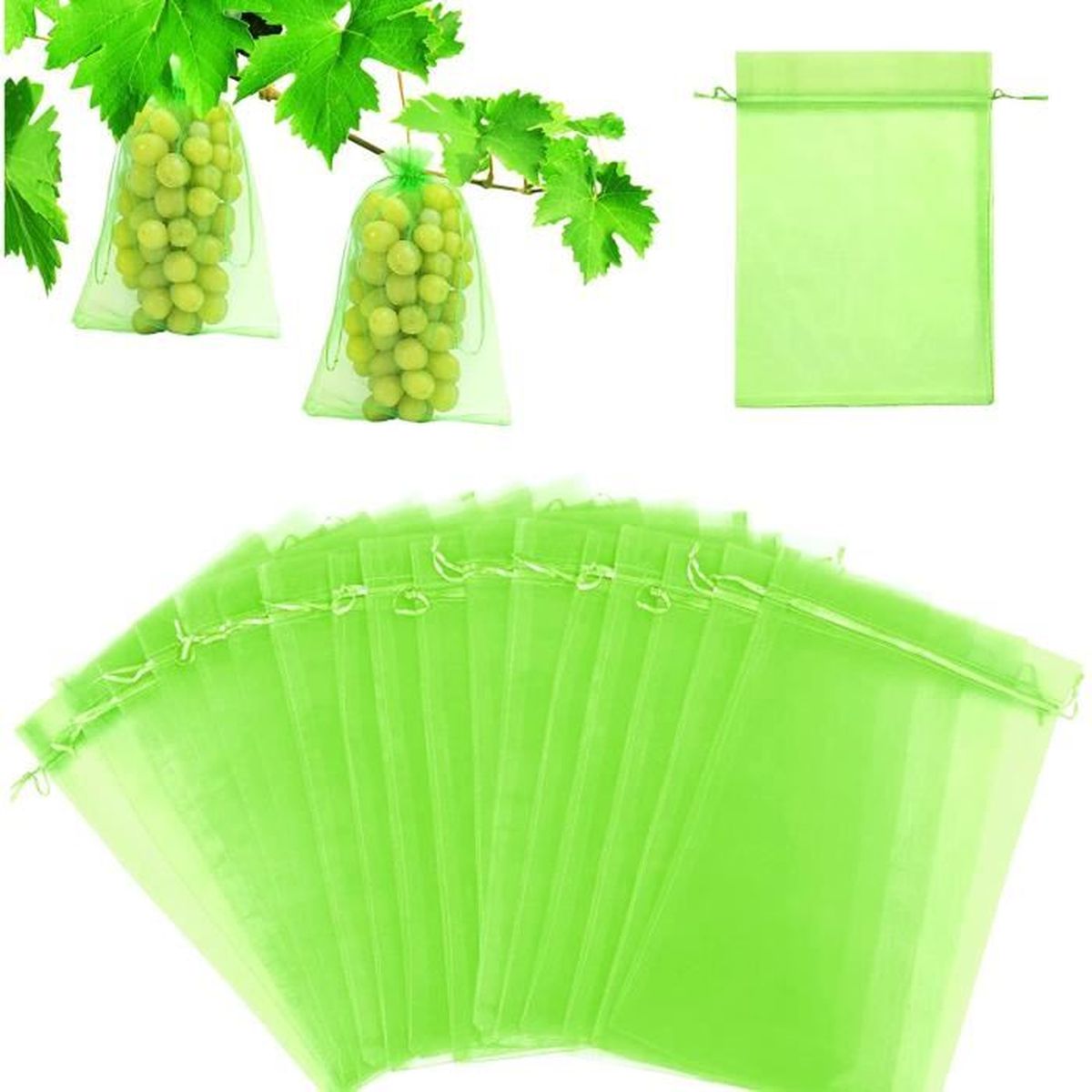 Lot De 10 Sacs En Maille De Protection Pour Fruits - Anti-Oiseaux Et Insectes, Taille 45x30cm, Nylon, Réutilisables