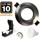 Spot encastrable orientable Alu Brossé avec GU10 LED de 7W eqv. 56W Blanc Froid 6000K - EUROPALAMP - Lot de 10