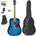 Guitare acoustique adulte débutant MAX SoloJam - Bleue - Cordes en acier - Sac de transport - Médiators