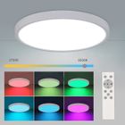 DELAVEEK Plafonnier LED Blanc rond 24W RGB avec télécommande IP54 imperméable gradation couleur pour Salon Chambre Cuisine 30*2.5cm