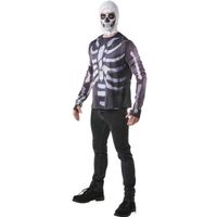 Déguisement Skull Trooper Fortnite adulte - T-shirt, cagoule et brassard - Noir