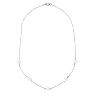 PERLINEA - Collier Perle de Culture d'Eau Douce AAA+ - Ronde 6-7 mm - Blanc Naturel - Argent 925 Millièmes - Bijoux Femme