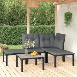 Ensemble table et chaise de jardin Ayhao Salon de jardin 5 pcs noir et gris résine tressée A3187742 84530