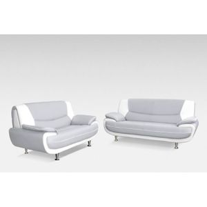 Salon Design Canapé 32 Places Gris Et Blanc Achat Vente