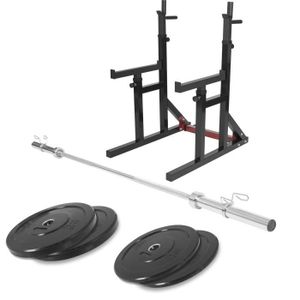 RACK DE RANGEMENT Squat rack avec barre olympique de 218cm + 30kg des poids (2x5 et 2x10) bumper en 51mm