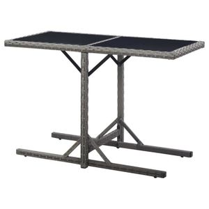 TABLE DE JARDIN  Table de jardin Anthracite 110x53x72 cm Verre et résine tressée MEY