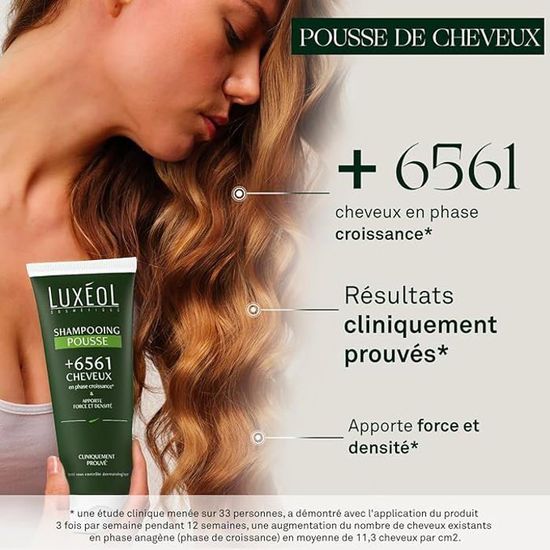 Shampooing pousse des cheveux croissance LUXÉOL chevelure cuir chevelu dense Adulte unisexe Force Densité volumineux santé 200ml - Cdiscount Au quotidien
