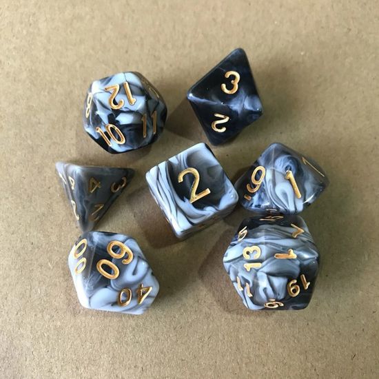 OUKELANWO Lot De 7 Dés D&D Polyédriques - Résine Bleue Boîte Cadeau