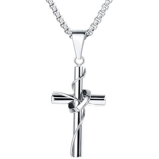 Chai Pendentif Croix Chretienne Femme Collier Chai Hebreu FaithHeart - Pendentif Vie En Acier Inoxydable - Cadeau Judaïque Personnalisable Bijoux Homme Collier Hebreu Homme Pendentif