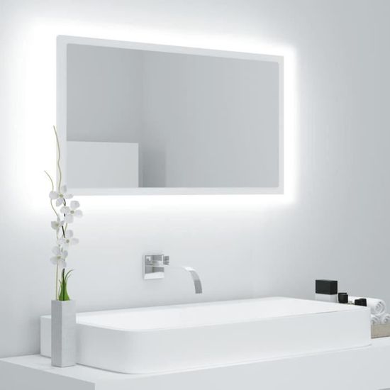 Nouveauté!Miroir Décoratif - Miroir Attrayante salon à LED de salle de bain Blanc 80x8,5x37 cm Aggloméré588
