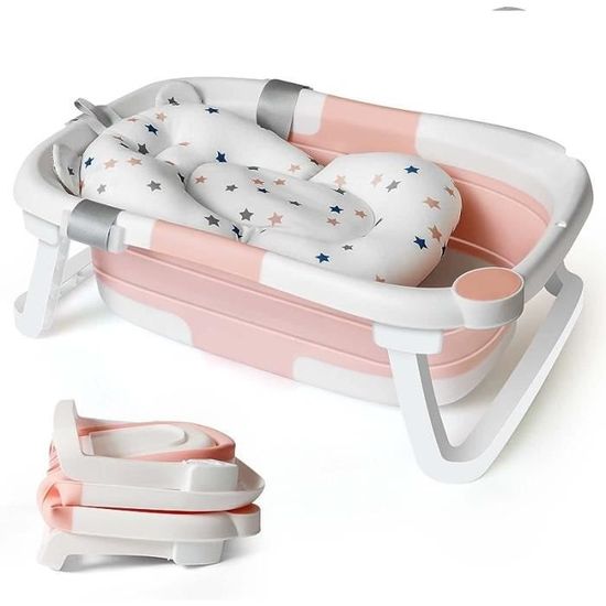 Coussin De Bain Bébé + Pichet - Réducteur Baignoire Universel - Hamac Doux Antidérapant - Séchage Rapide (blanc)