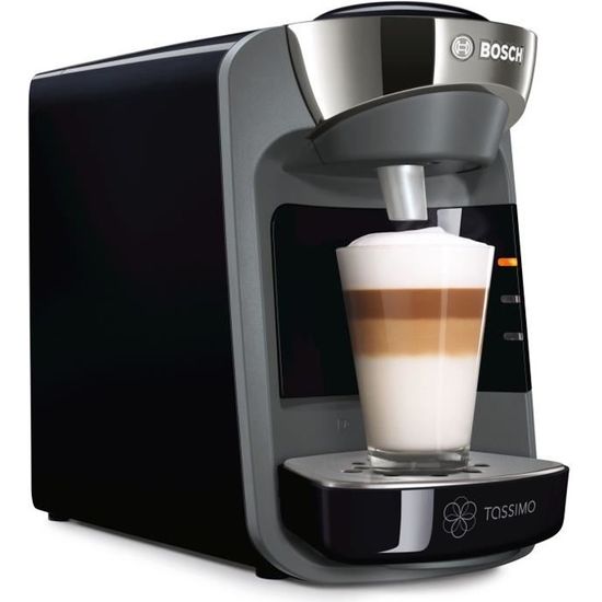 Machine à café extrêmement compacte - BOSCH TASSIMO SUNY T32 - Réservoir d'eau 0.8 l - Système Thermoflux - 3,3 bar - Noir