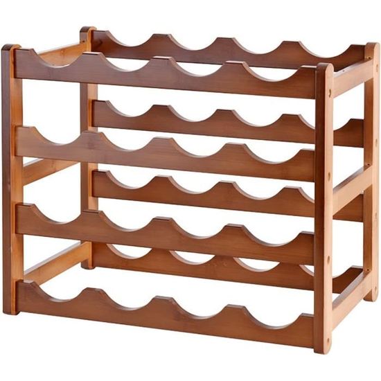 Porte-Bouteilles En Bois HUOLE - Casier à Vin Bambou Pour 5 Bouteilles 13.5 x12x53cm