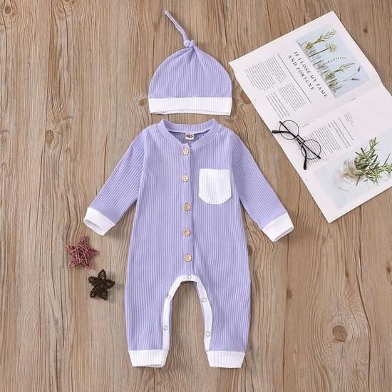 Barboteuse Bébé Tricotée à Capuche - Combinaison Nouveau-né Manches Longues | Tenue Douce Hiver | Cadeau Naissance