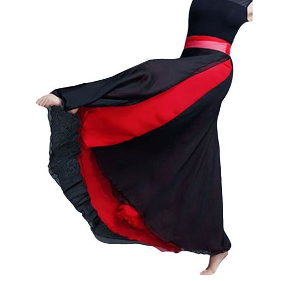 Jupe De Danse Du Ventre Femme - Mousseline, Taille élastique, Longueur 97 Cm, Ornée De Volants
