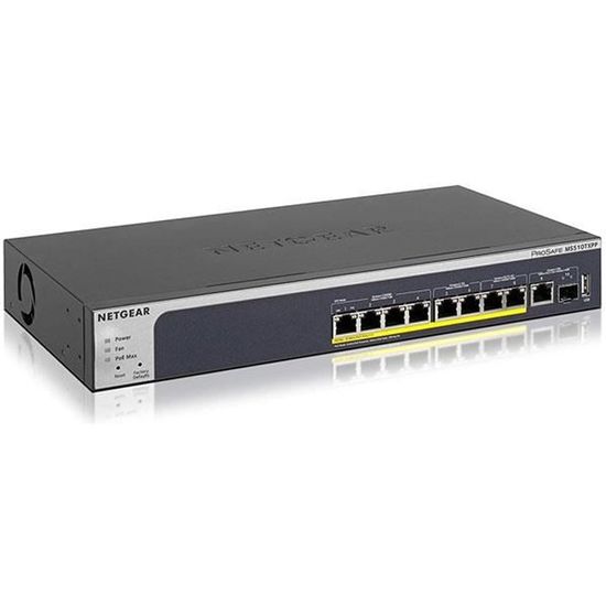 NETGEAR Smart Switch Prosafe MS510TXPP8 - Ports Gigabit POE+ incluant 2 ports 2,5 Go et 2 ports 5 Go 2 ports 10 Go uplink