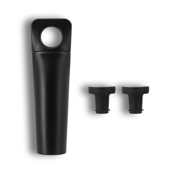 VacuVin Pompe à Vide Noire + 4 Bouchons - Conservation Du Vin - Easy à Utiliser