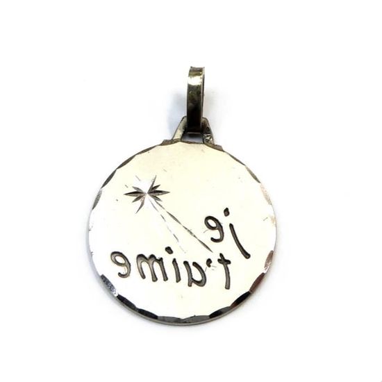 Pendentif Médaillon Argent 925/1000 Avec Écriture Chinoise - Bijou Occasion Très Bon État