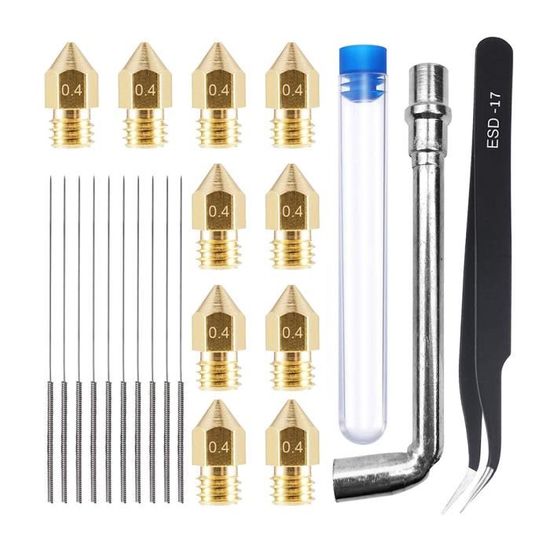 Kit De Nettoyage Pour Buses D'Imprimante 3D - 10 Aiguilles En Acier Inoxydable 0.4mm, Avec Tube De Rangement