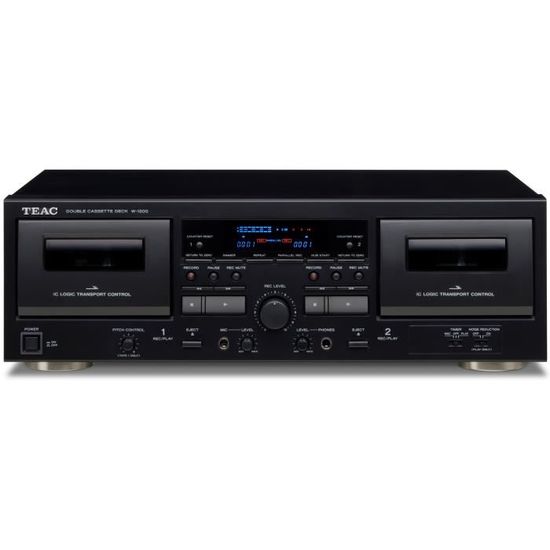 TEAC W-1200 - Lecteur de cassette à deux platines - Noir - 30-1500 Hz - 6,3 mm - 22 W