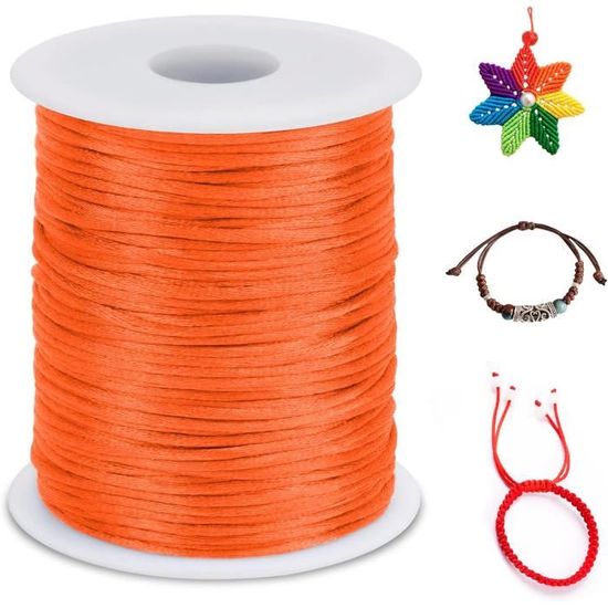 Fil De Nylon 0.2mm Pour Perles – Cordon Rond Fin Rouge 46 M, Pour Bracelets, Rocailles, Macramé Et Couture - 9