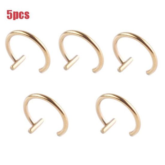 6 Faux Anneaux De Nez Clipables - Dorés - 20G - Acier Chirurgical - Pour Septum, Oreille, Lèvre