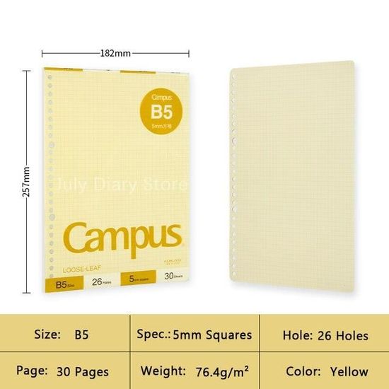 Kokuyo Campus Lot De 2 Feuilles De Papier Mobiles Sarasara Pour