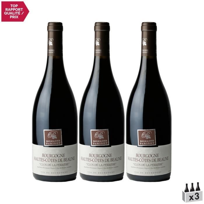Bourgogne Hautes Côtes de Beaune Clos de la Pérrière Rouge 2019 - Lot de 3x75cl - Domaine Parigot Père et Fils - Vin AOC Rouge de Bo
