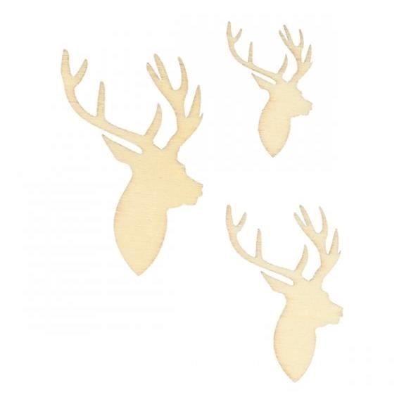 maxi lot mini embellissements en bois artemio Noël ECOSSAIS' SILHOUETTE CERF x30