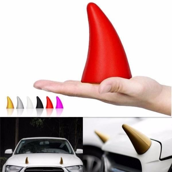 Autocollant de voiture 2pcs Demon Horn Creative EVA 3D Autocollant Anti-collision voiture Toit Corps Cool Décoration Badges, rouge