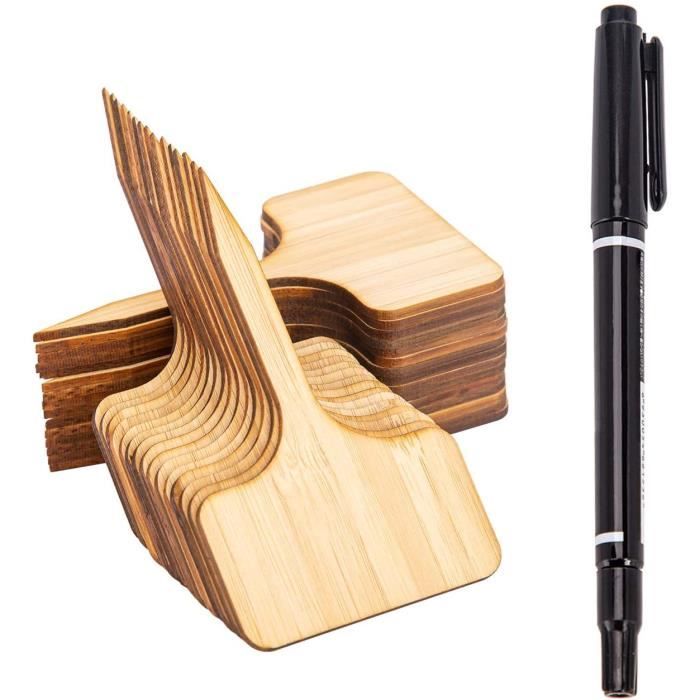30 Pcs Bambou Plante Étiquettes de Plantes en Bambou D'étiquette en Bois Marqueurs De Type T pour Jardin Plantes en Pot Accessoires