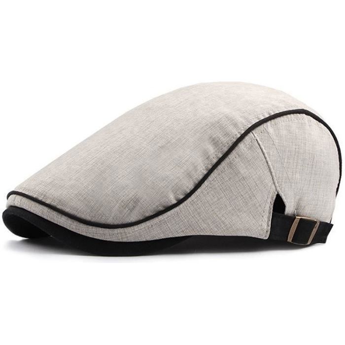 Béret Homme réglable Ivy Newsboy Cabbie Gatsby Golf Béret Newsie Conduite Chapeau Coton Casquette Beige