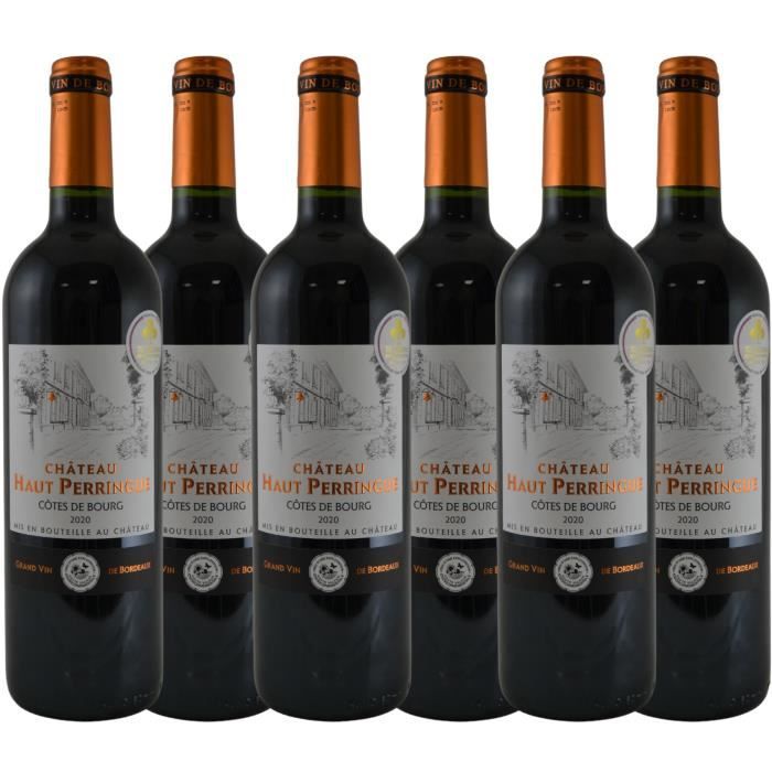 Château Haut Perringue 2020 - AOC Côtes-de-Bourg - Vin rouge de Bordeaux - lot de 6 bouteilles 75 cl