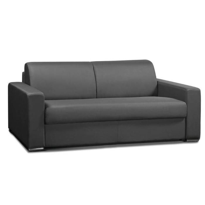Canapé convertible 3- ALLURE matelas mémory 20cm lattes 160cm microfibre graphite gris Microfibre Inside75