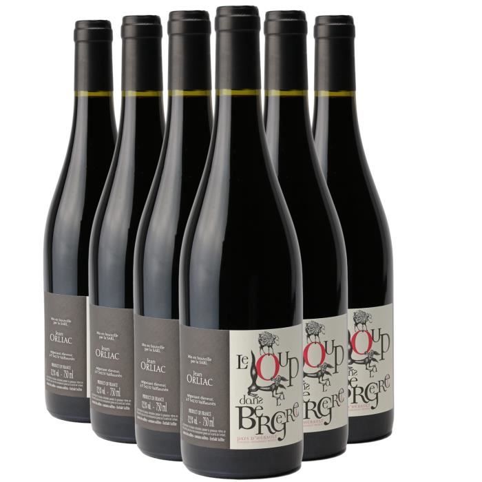 Le Loup dans la Bergerie Rouge 2022 - Lot de 6x75cl - Domaine de l'Hortus - Vin Rouge du Languedoc - Roussillon - Appellation IGP Pa