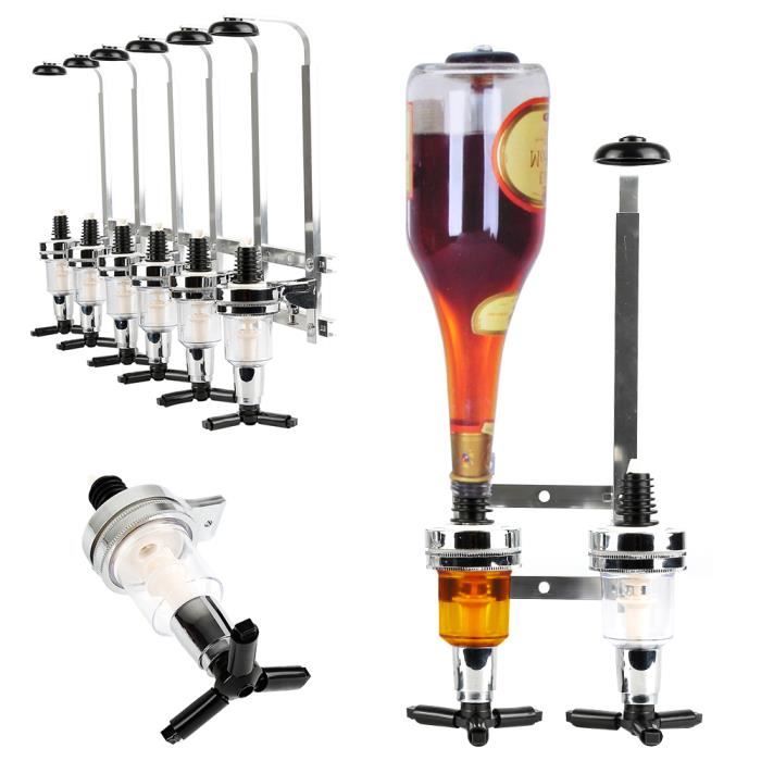 Distributeur de Bouteille Boisson Porte Bouteille Support et Doseur Mural 6 Voies Bar Butler