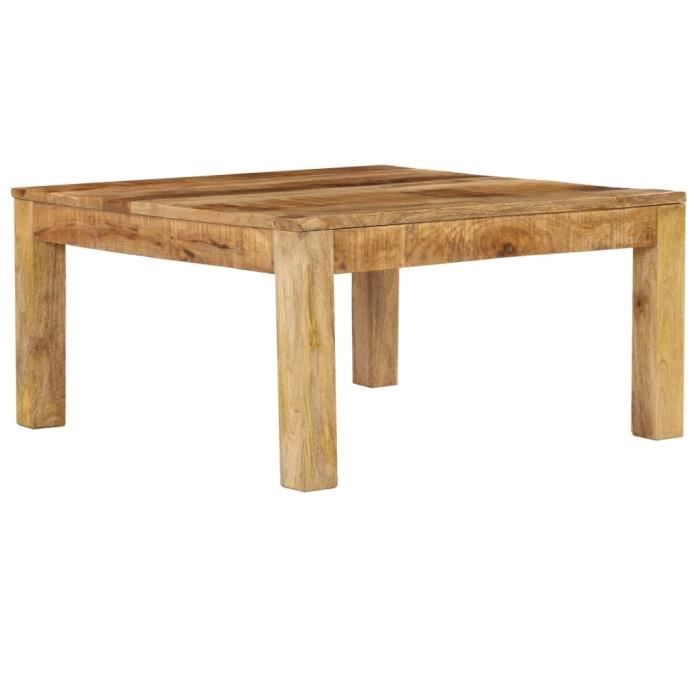 Table basse - en Bois de manguier massif - Design rétro - 80 x 80 x 40 cm (L x l x H)