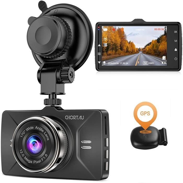 【2020 Nouvelle Version】 CHORTAU Dashcam Voiture GPS Full HD 1080P, Caméra Embarquée Voiture Grand Angle 170°, Écran 3 Pouces - Dash