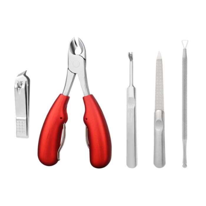 Pince à Ongles Professionnelle 5en1 Set de Kit pour Ongles Épais et Dures Paroniques Ongles Ongles Outils de Manucure(Noir)