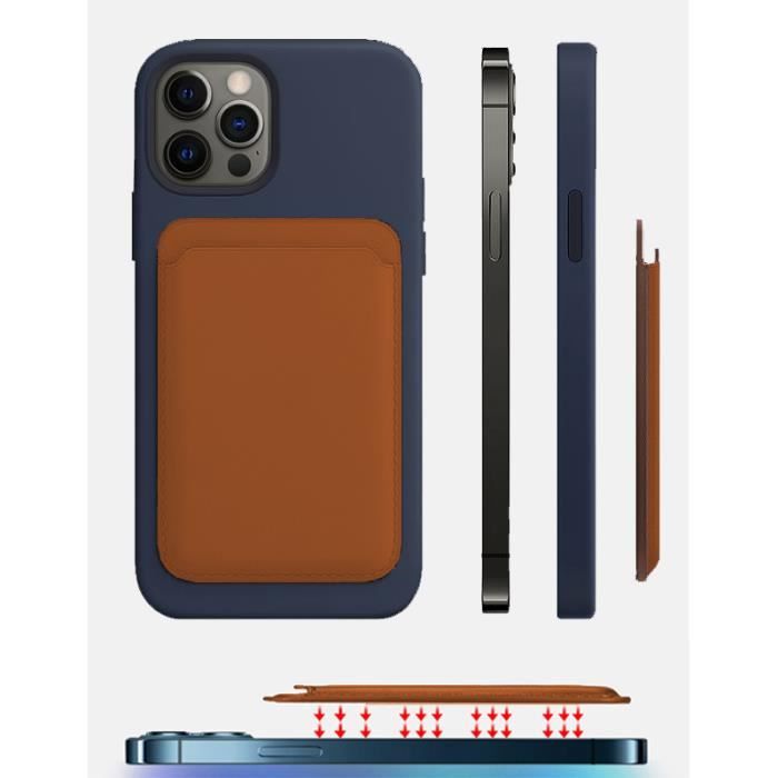 Étui portefeuille en cuir pour iphone 12 avec aimant MagSafe, porte-cartes RFID, 2 cartes maximum(Brun)