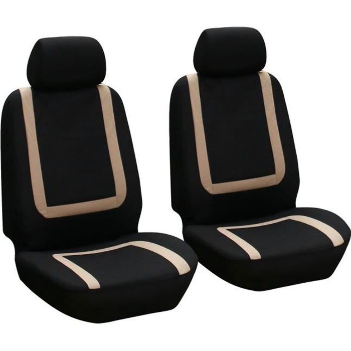 XUY 4Pcs Universel Housse De Protection De Siège De Voiture Ensemble Décoration Intérieure Pour Toutes Les Saisons (Beige + Noir)