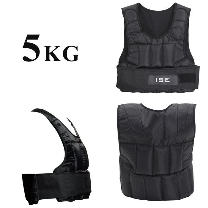 ISE Gilet lesté réglable de 5kg Poids gilets pour Poids Entrainement Musculation Exercice